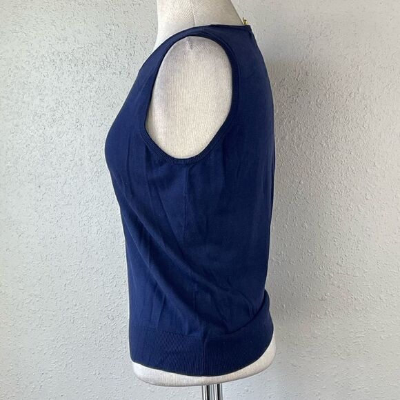 EUC August Silk Womens Blue Sweater Blouse Tank Top Size M - Picture 3 of 6